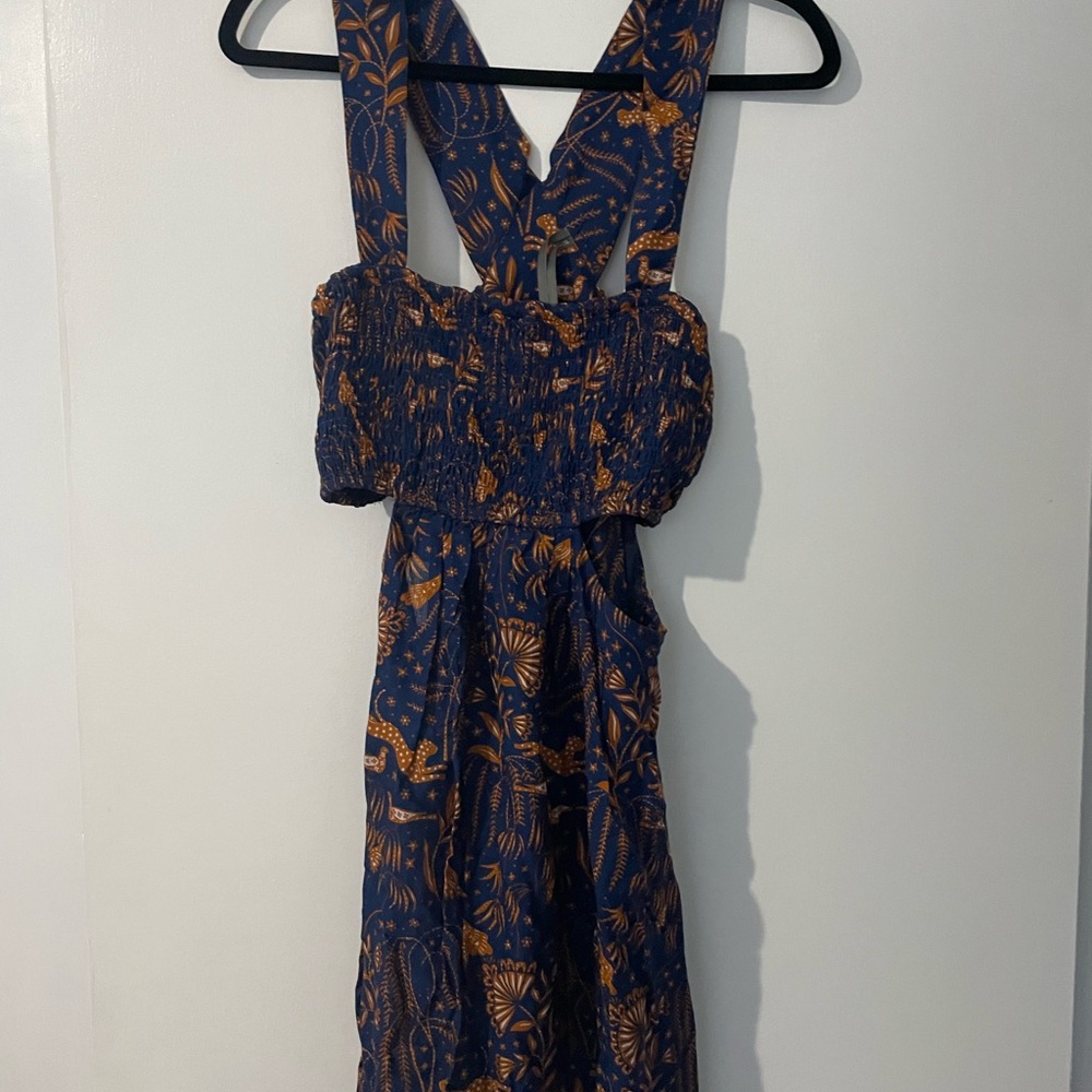 Anthropologie Bandeau Piper Mini Dress (Navy and Rust)